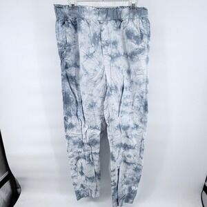 Gap Khakis Womens 10 Linen Cotton Tie Dye Pull On Pants Blue White Beach Tapered